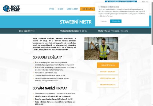 Webové stránky NOVÝ START, personální agentura s.r.o., Třebíč