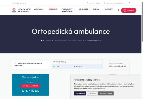 Zobrazit webové stránky Ortopedická ambulance - Nemocnice PRIVAMED