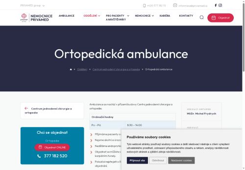 Zobrazit webové stránky Ortopedická ambulance - Nemocnice PRIVAMED