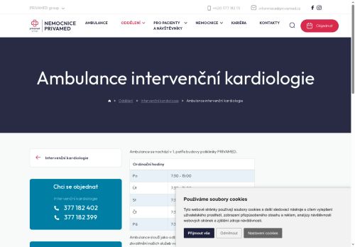 Zobrazit webové stránky Ambulance intervenční kardiologie - Nemocnice PRIVAMED