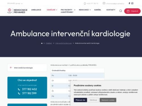 Ambulance intervenční kardiologie - Nemocnice PRIVAMED