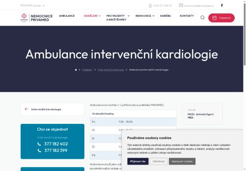Zobrazit webové stránky Ambulance intervenční kardiologie - Nemocnice PRIVAMED