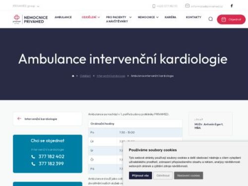 Ambulance intervenční kardiologie - Nemocnice PRIVAMED