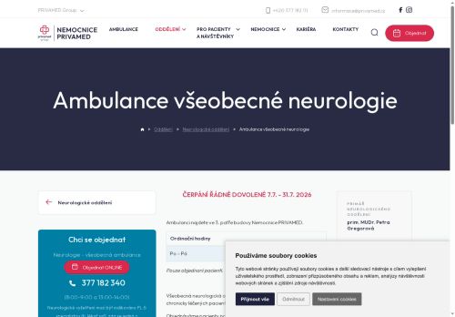 Zobrazit webové stránky Ambulance všeobecné neurologie - Nemocnice PRIVAMED