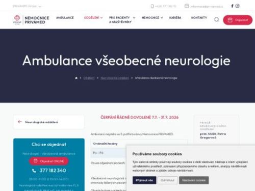 Ambulance všeobecné neurologie - Nemocnice PRIVAMED