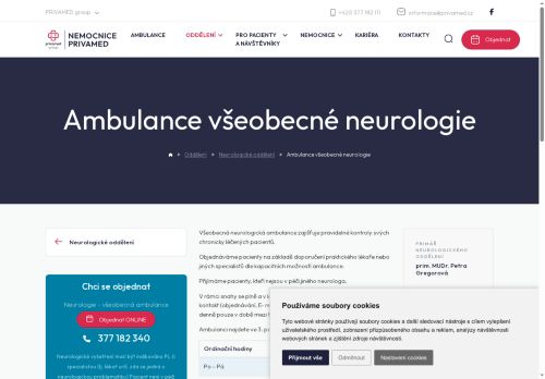 Zobrazit webové stránky Ambulance všeobecné neurologie - Nemocnice PRIVAMED