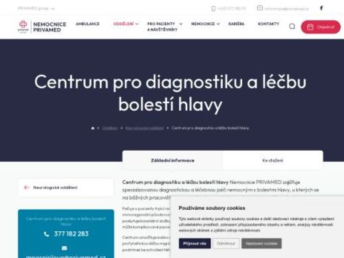 Centrum pro diagnostiku a léčbu bolestí hlavy - Nemocnice PRIVAMED