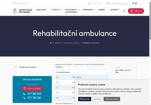 Zobrazit webové stránky Rehabilitační ambulance - Nemocnice PRIVAMED