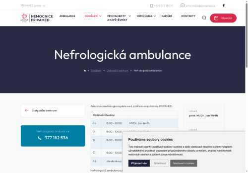 Zobrazit webové stránky Nefrologická ambulance - Nemocnice PRIVAMED