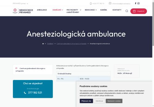 Zobrazit webové stránky Anesteziologická ambulance - Nemocnice PRIVAMED