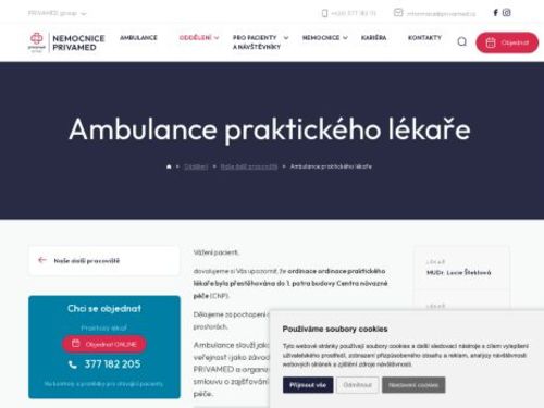 Ambulance praktického lékaře pro dospělé - Nemocnice PRIVAMED - MUDr. Lucie Šteklová