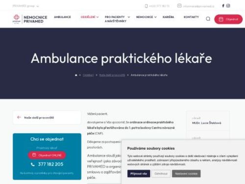 Ambulance praktického lékaře pro dospělé - Nemocnice PRIVAMED - MUDr. Lucie Šteklová