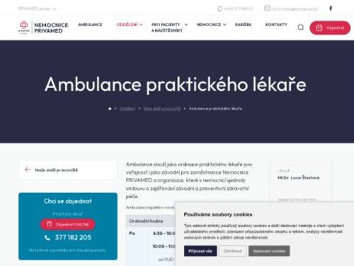 Ambulance praktického lékaře pro dospělé - Nemocnice PRIVAMED - MUDr. Lucie Šteklová