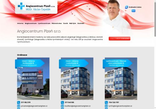Zobrazit webové stránky Lymfocentrum + Rázová vlna Angiocentrum Plzeň s.r.o. - MUDr. Václav Čepelák