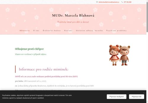 Zobrazit webové stránky Praktický lékař pro děti a dorost - MUDr. Marcela Blahnová