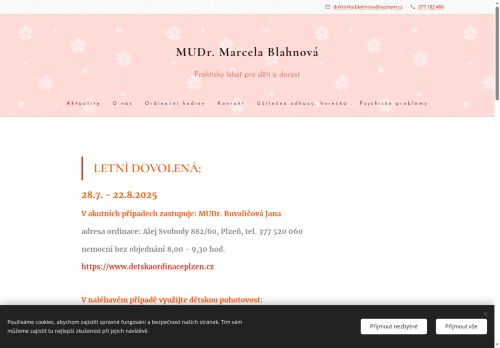 Zobrazit webové stránky Praktický lékař pro děti a dorost - MUDr. Marcela Blahnová