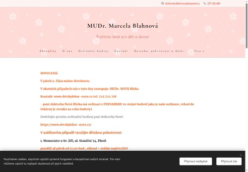Zobrazit webové stránky Praktický lékař pro děti a dorost - MUDr. Marcela Blahnová