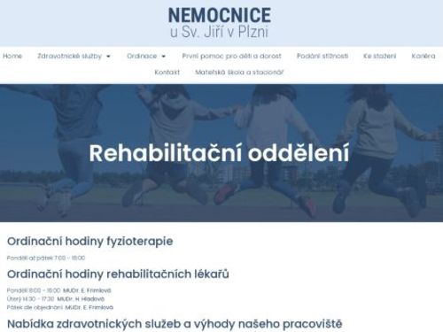 Ordinace rehabilitačního lékaře - Nemocnice u Sv. Jiří - MUDr. E. Frimlová, MUDr. H. Hladová