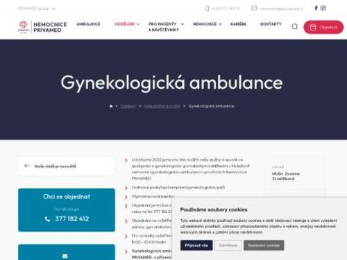 Gynekologická ambulance  Nemocnice PRIVAMED