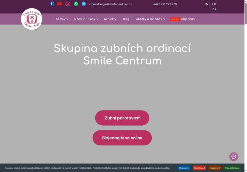 Webové stránky Smile Centrum s.r.o., Praha