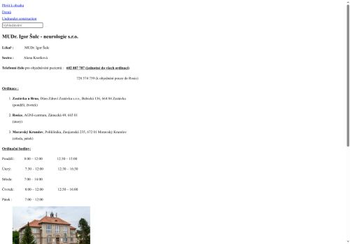 Zobrazit webové stránky Neurologická ambulance - MUDr. Igor Šulc
