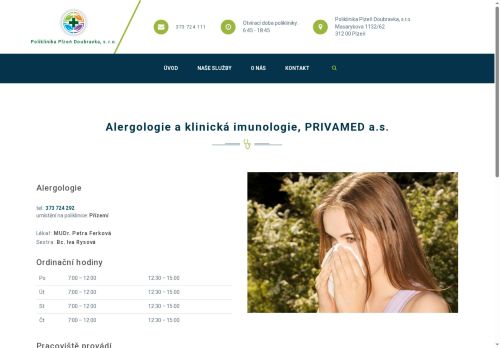 Zobrazit webové stránky Ambulance alergologie a klinické imunologie PRIVAMED a.s.