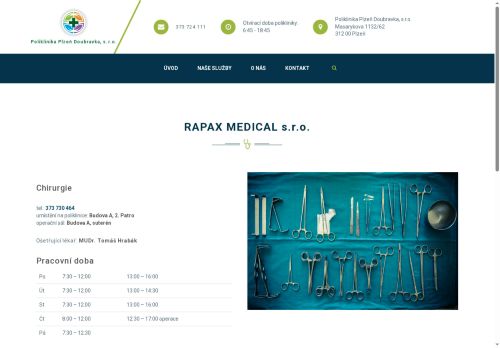 Zobrazit webové stránky Chirurgická ambulance RAPAX Medical, s.r.o. - MUDr. Tomáš Hrabák