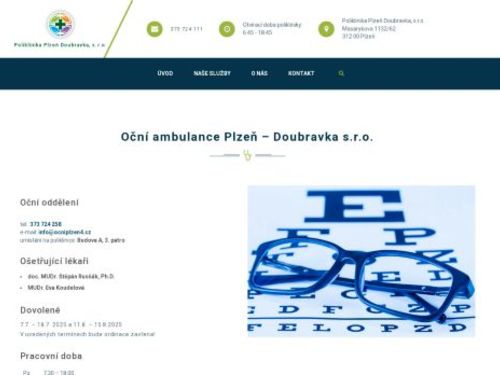Oční ambulance Plzeň – Doubravka s.r.o. - doc. MUDr. Štěpán Rusňák, Ph.D., MUDr. Eva Koudelová