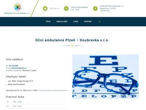 Oční ambulance Plzeň – Doubravka s.r.o. - doc. MUDr. Štěpán Rusňák, Ph.D., MUDr. Eva Koudelová