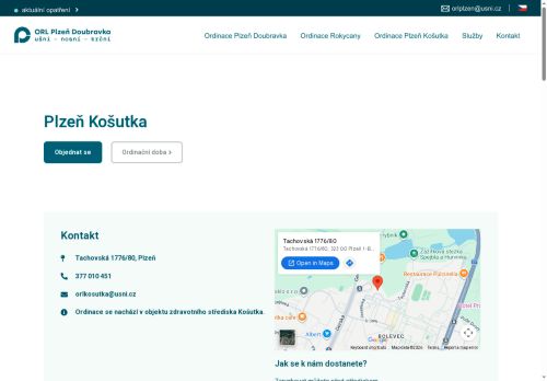 Zobrazit webové stránky ORL Plzeň Doubravka - ordinace Košutka