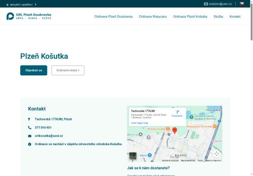 Zobrazit webové stránky ORL Plzeň Doubravka - ordinace Košutka