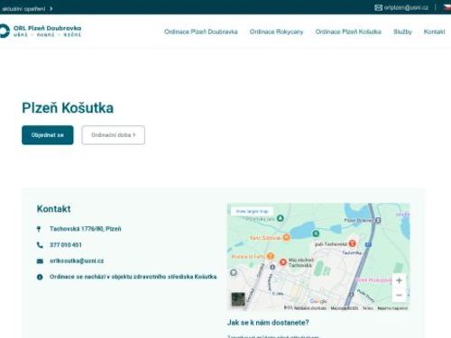 ORL Plzeň Doubravka - ordinace Košutka