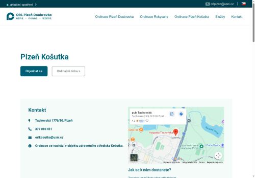 Zobrazit webové stránky ORL Plzeň Doubravka - ordinace Košutka