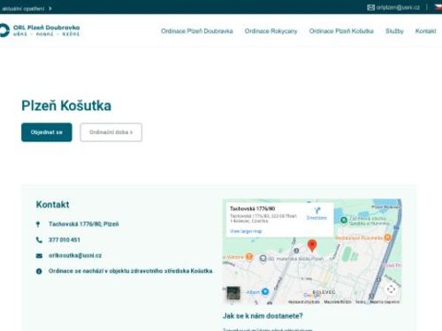 ORL Plzeň Doubravka - ordinace Košutka