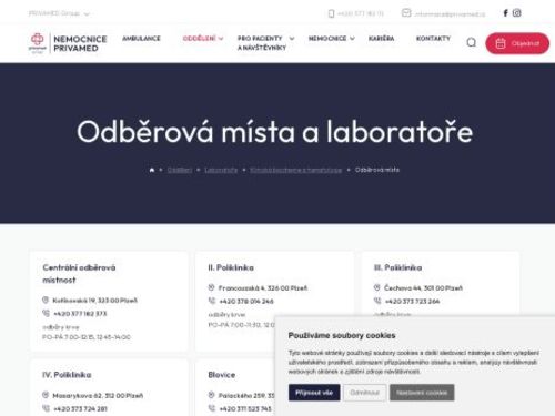 Odběrová místnost Privamed, a.s. - Poliklinika Slovany