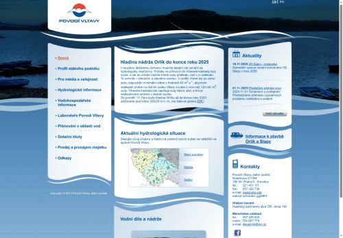 Webové stránky POVODÍ VLTAVY, státní podnik, Plzeň