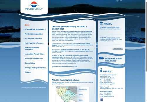 Webové stránky POVODÍ VLTAVY, státní podnik, Plzeň