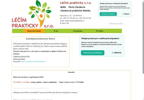 Zobrazit webové stránky Praktický lékař pro dospělé Léčím prakticky s.r.o. - MUDr. Pavla Cibulková