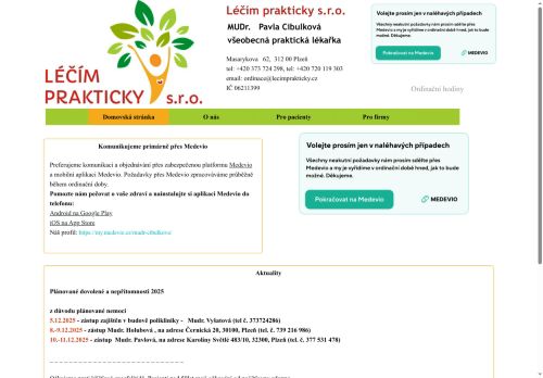 Zobrazit webové stránky Praktický lékař pro dospělé Léčím prakticky s.r.o. - MUDr. Pavla Cibulková