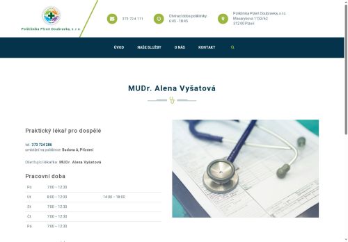 Zobrazit webové stránky Praktický lékař pro dospělé - MUDr. Alena Vyšatová