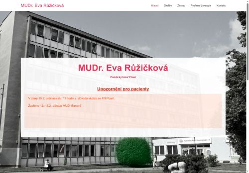 Zobrazit webové stránky Praktický lékař pro dospělé - MUDr. Eva Růžičková
