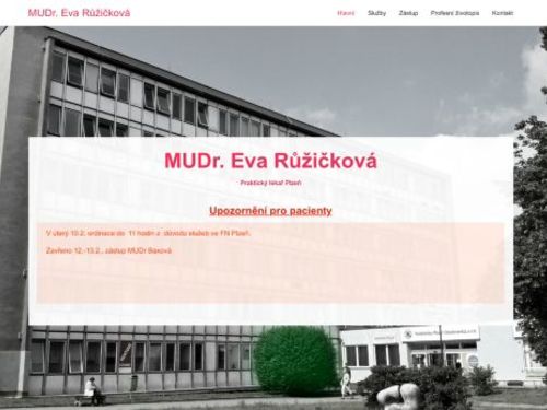 Praktický lékař pro dospělé - MUDr. Eva Růžičková