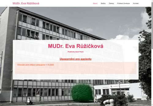 Zobrazit webové stránky Praktický lékař pro dospělé - MUDr. Eva Růžičková