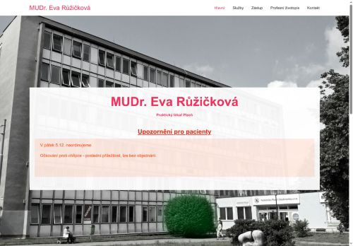 Zobrazit webové stránky Praktický lékař pro dospělé - MUDr. Eva Růžičková