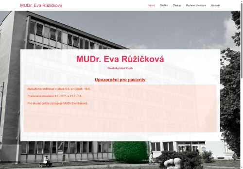 Zobrazit webové stránky Praktický lékař pro dospělé - MUDr. Eva Růžičková