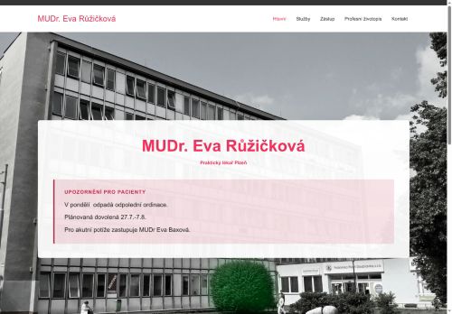 Zobrazit webové stránky Praktický lékař pro dospělé - MUDr. Eva Růžičková