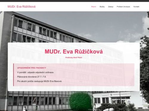 Praktický lékař pro dospělé - MUDr. Eva Růžičková
