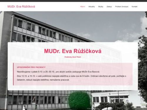 Praktický lékař pro dospělé - MUDr. Eva Růžičková