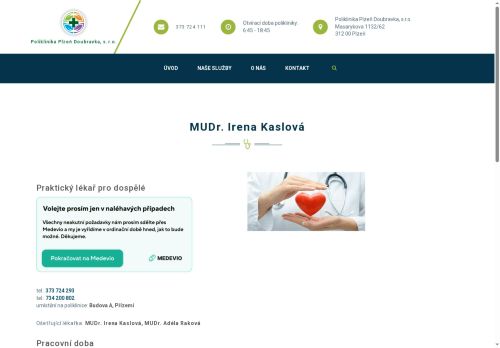 Zobrazit webové stránky Praktický lékař pro dospělé - MUDr. Irena Kaslová