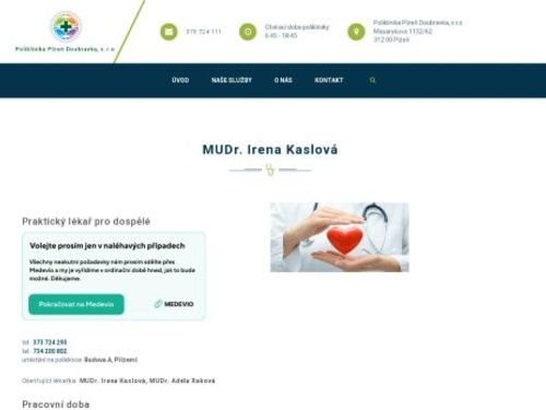 Praktický lékař pro dospělé - MUDr. Irena Kaslová